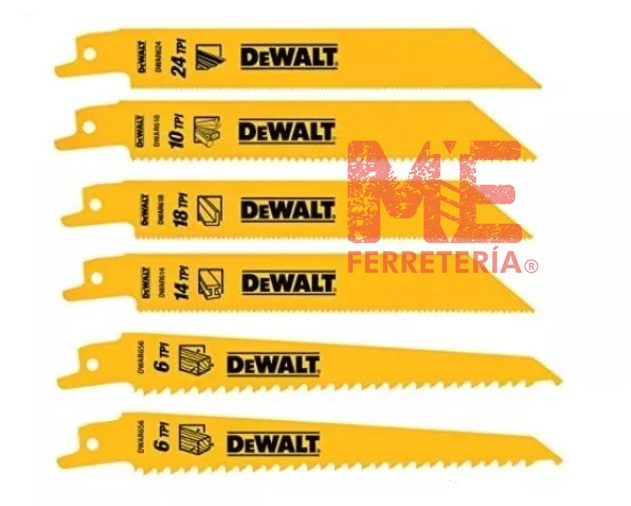 Dw4856 6 Hojas Para Sierra Sable Metal/madera DeWalt Dw4856 - M&E Ferretería