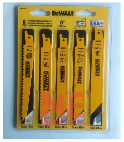 Dw4856 6 Hojas Para Sierra Sable Metal/madera DeWalt Dw4856 - M&E Ferretería